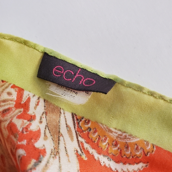 Echo New York - 100% silk multicolor paisley square scarf - Picture 5 of 6